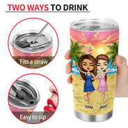Beach Best Friends Beaches Booze Besties - Gift For BFF - Personalized Custom Tumbler