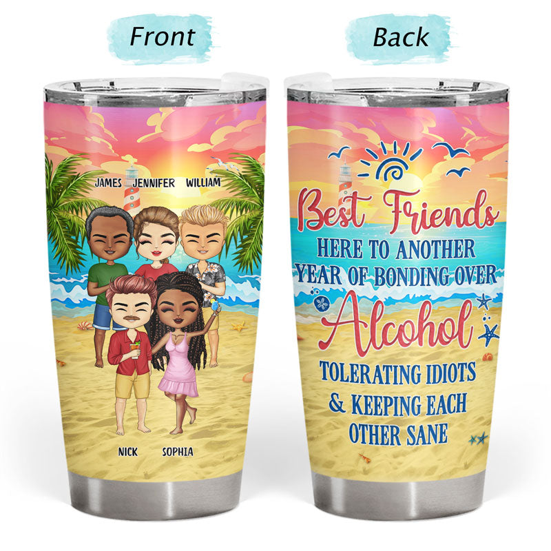 Beach Best Friends Beaches Booze Besties - Gift For BFF - Personalized Custom Tumbler