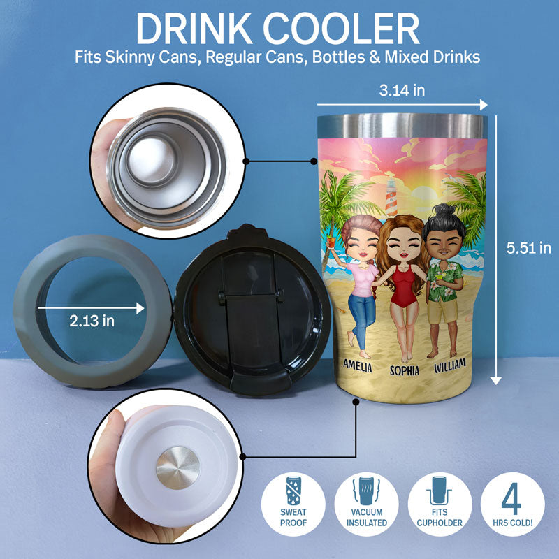 Glacière triple 3 en 1 personnalisée pour les meilleurs amis de la plage et les boissons alcoolisées ! Cadeau pour les meilleurs amis du monde