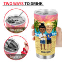 Couple de plage, je t'aime jusqu'à la plage et retour - Cadeau pour couples - Gobelet personnalisé