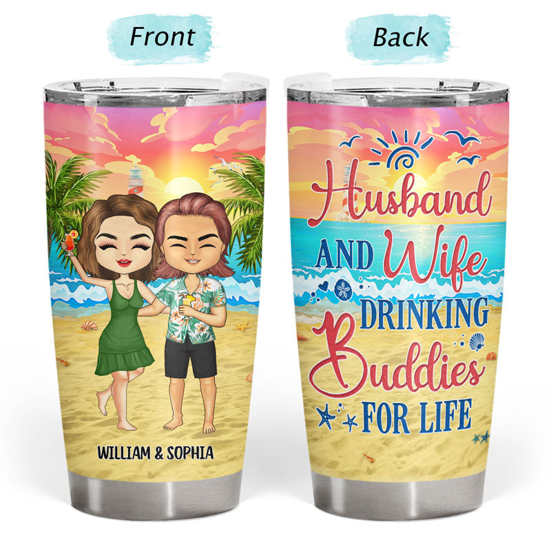 Couple de plage, je t'aime jusqu'à la plage et retour - Cadeau pour couples - Gobelet personnalisé