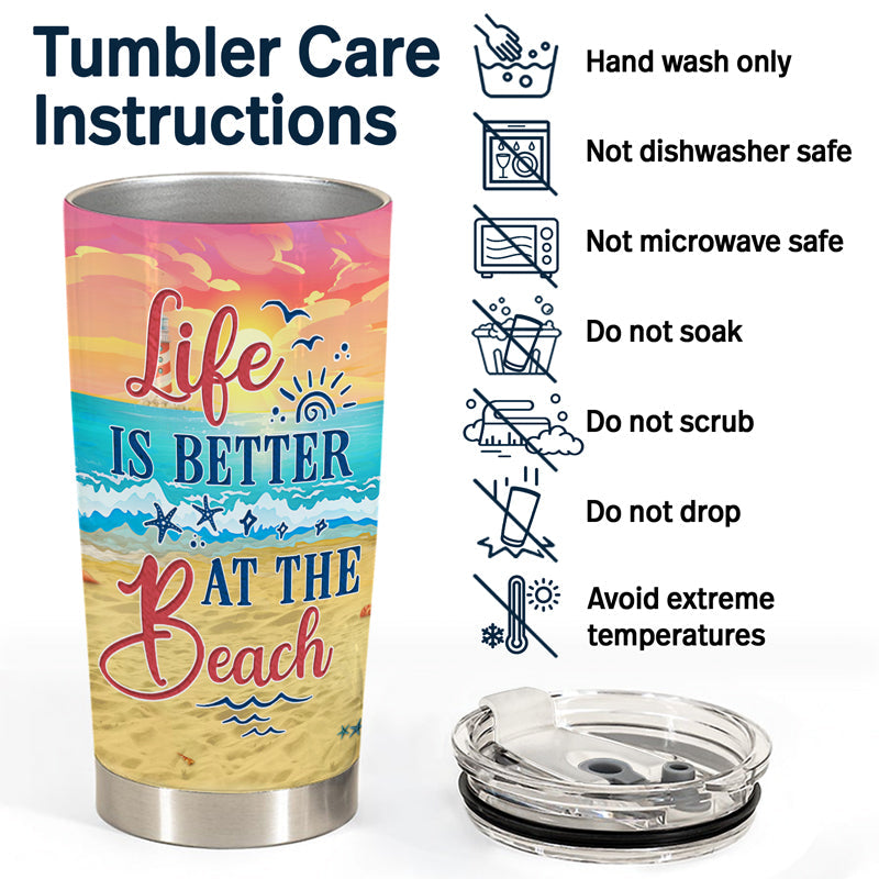 Couple de plage, je t'aime jusqu'à la plage et retour - Cadeau pour couples - Gobelet personnalisé