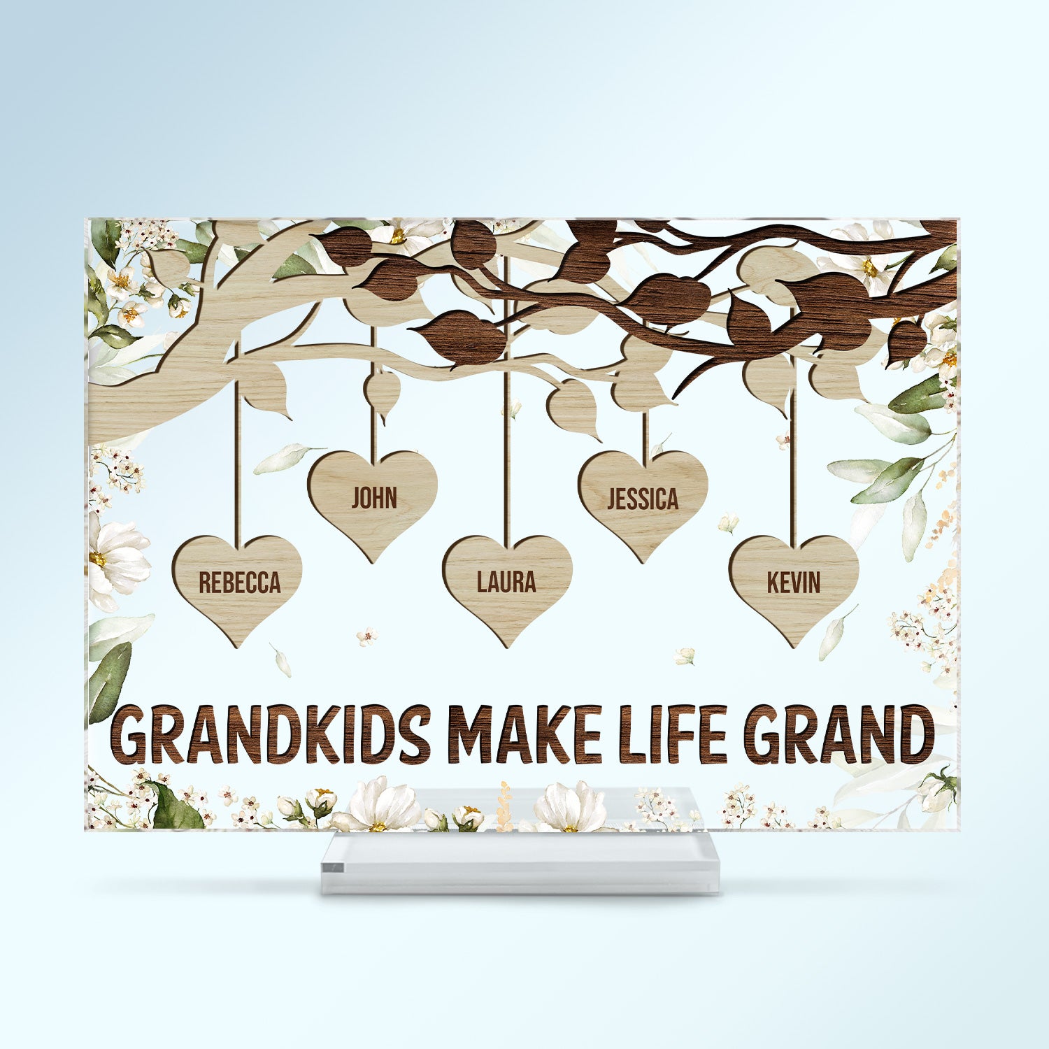 Grandkids Make Life Grand Grandpa Grandma - Gift For Grandparents - Personalized Custom Horizontal Rectangle Acrylic Plaque
