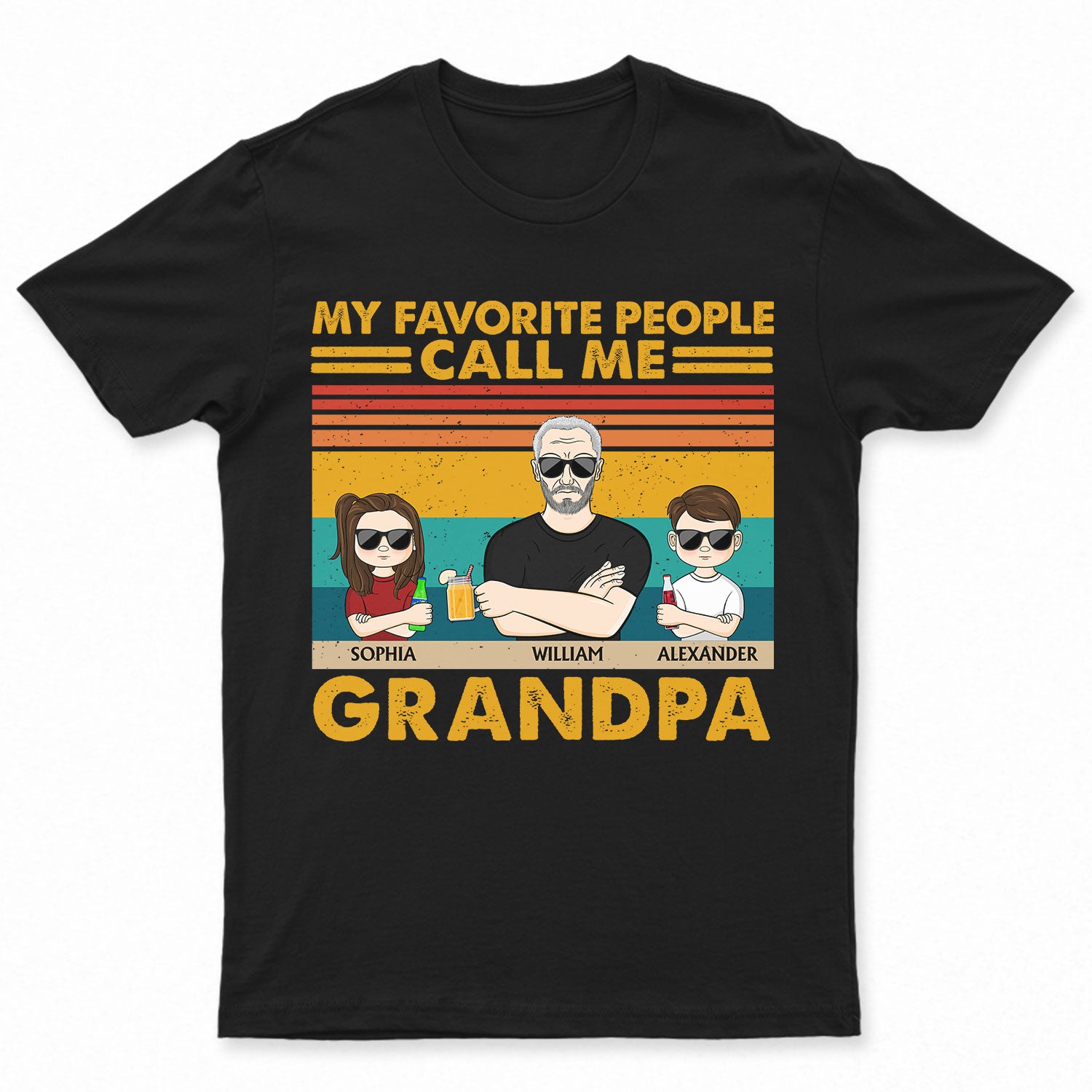 My Favorite People Call Me Grandpa Grandparents Grandkids - Funny, Birthday, Family Gift For Grandfather, Husband - Personalized Custom T Shirt