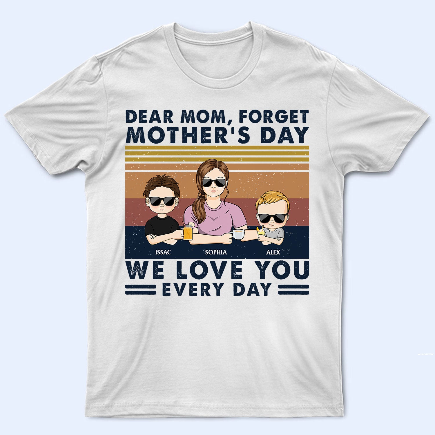 Dear Mom We Love You Every Day Retro Young - Birthday, Loving Gift For Mother, Mama, Grandma, Grandmother - Personalized Custom T Shirt