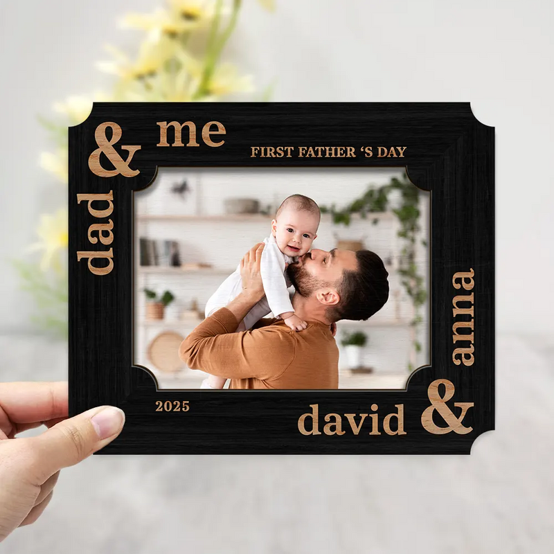 Gift For Father,New Dad,New baby - Custom Photo First Father's Day Ever Dad And Baby - Personalized 2-Layered Wooden Plaque With Stand