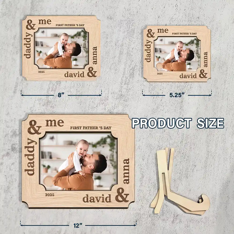 Gift For Father,New Dad,New baby - Custom Photo First Father's Day Ever Dad And Baby - Personalized 2-Layered Wooden Plaque With Stand