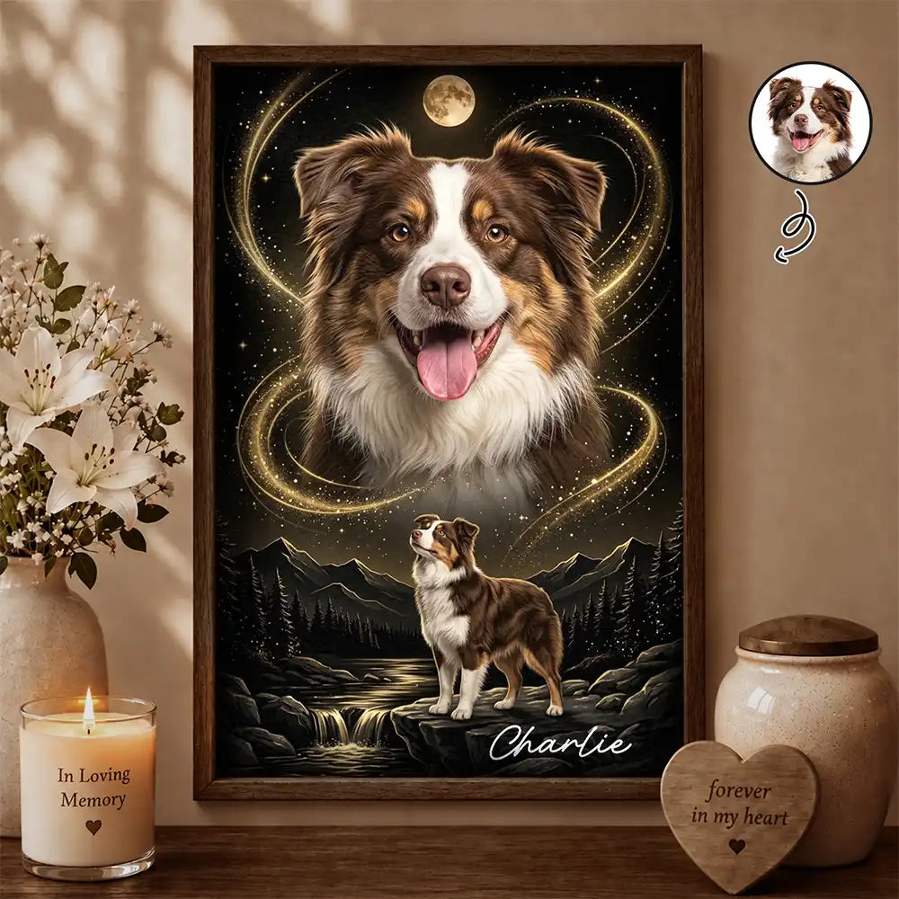 Wander Vs Dog Memorial Gift For Pet Loss - Personalized Custom Photo Moonlight N ...
