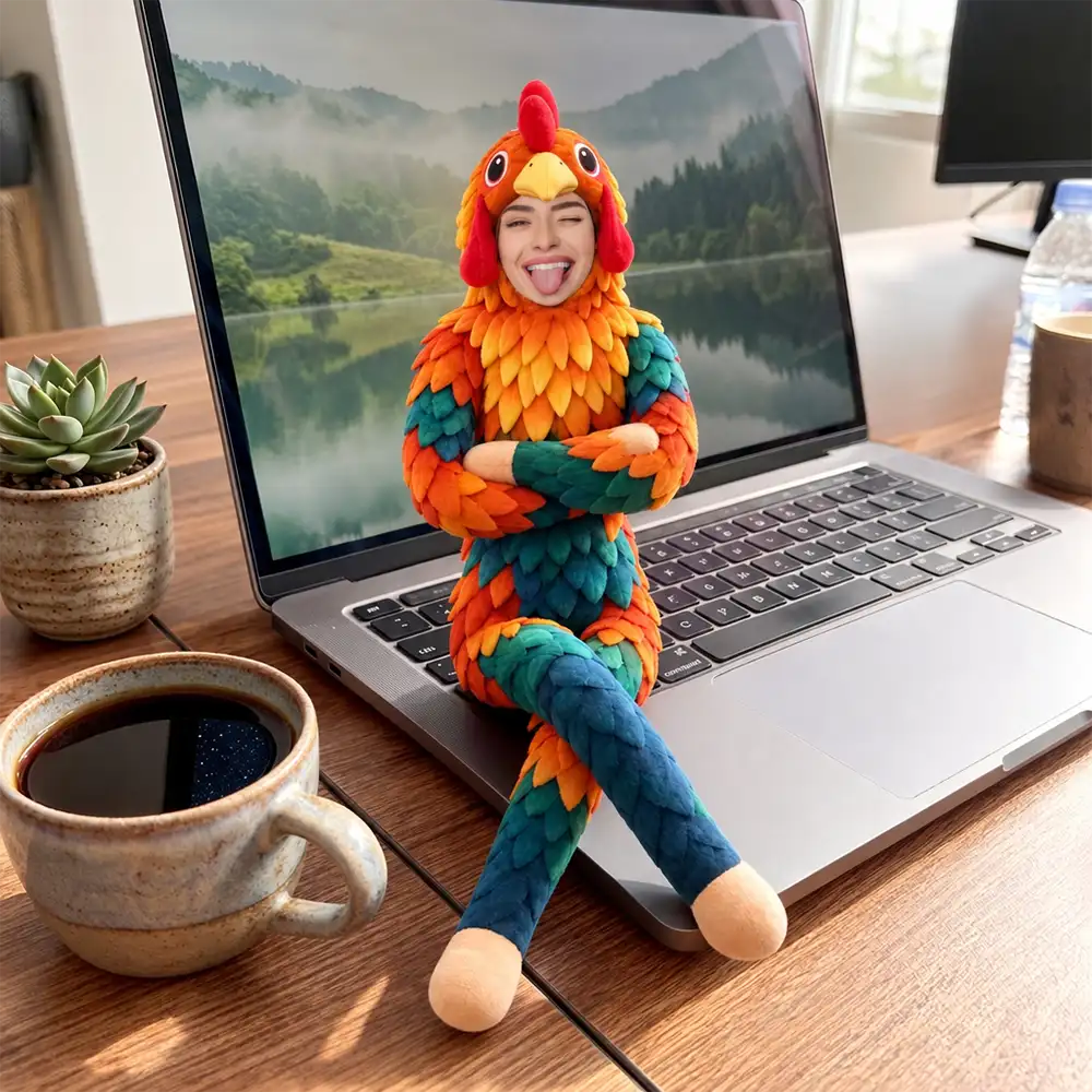 Custom Photo,Cut-Face Photo,Gift For Colleagues,Humorous - Funny Friendship Gift For Coworker, Work Bestie, Best Friend - Personalized Custom Photo Face Monkey Chicken Raccoon Duck Donkey Poseable Plush Doll