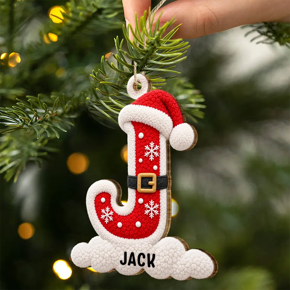 Christmas,Family,Happy,Monogram - Christmas Gift For Family - Personalized Monogram Initial Wooden Ornament