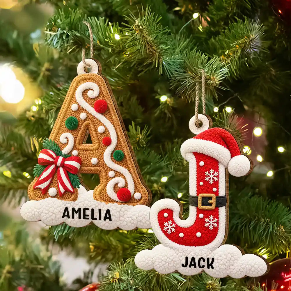 Christmas,Family,Happy,Monogram - Christmas Gift For Family - Personalized Monogram Initial Wooden Ornament