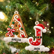 Christmas,Family,Happy,Monogram - Christmas Gift For Family - Personalized Monogram Initial Wooden Ornament