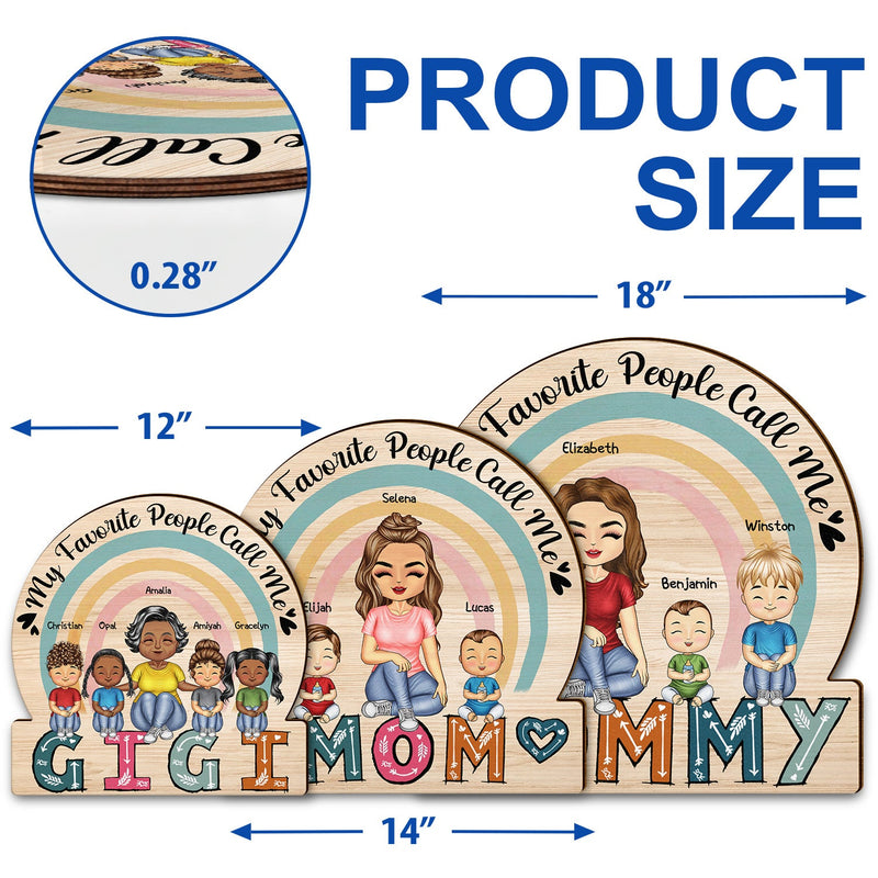 My Favorite People Call Me - Birthday, Loving Gift For Mom, Mother, Grandma, Grandmother - Personalized Custom Shaped Wood Sign