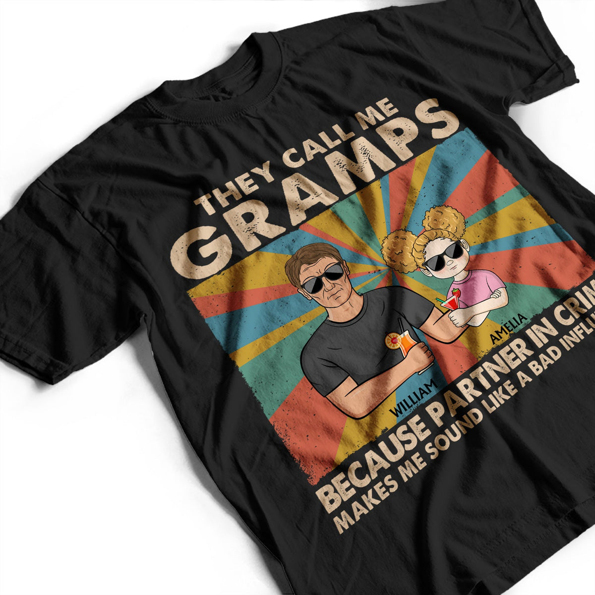They Call Me Grandpa Because Partner In Crime - Gift For Father, Parents, Family, Grandparent, Grandfather - Personalized Custom T Shirt