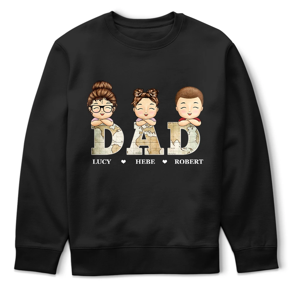 Gift For Father, Gift For Grandpa, Dad - Children, Happy - Vintage Map Dad Grandad Title - Personalised T Shirt