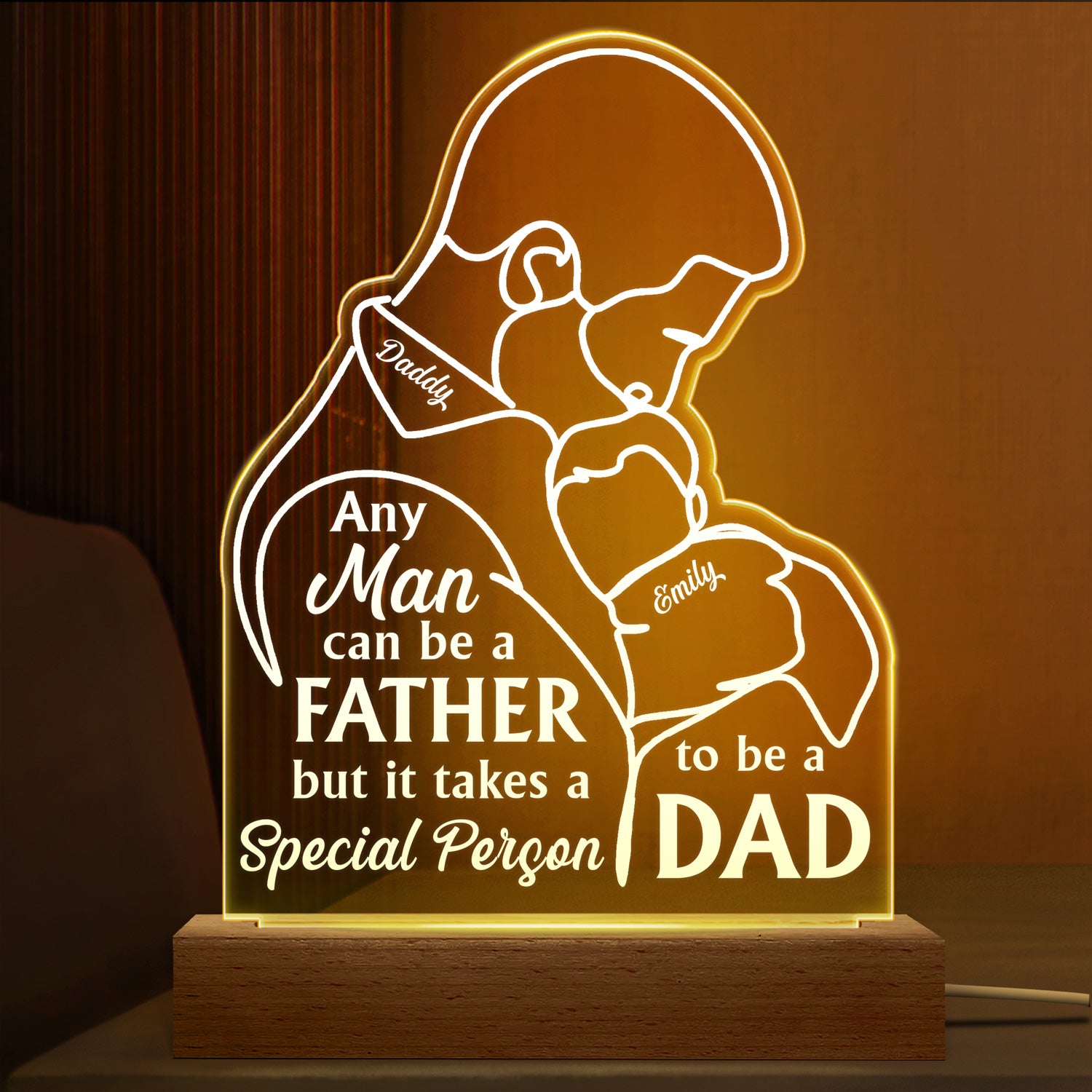 It Takes A Special Person To Be A Dad - Birthday, Loving, Decor Gift For Father, Grandpa, Grandfather - Personalized Custom 3D Led Light Wooden Base