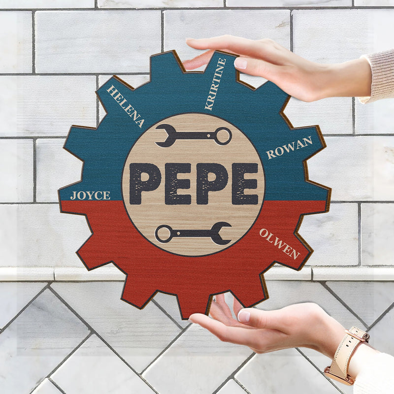 Garage Mechanic Gear Papa Can Fix It - Birthday, Loving Gift For Dad, Father, Grandpa, Grandfather - Personalized Custom Shaped Wood Sign