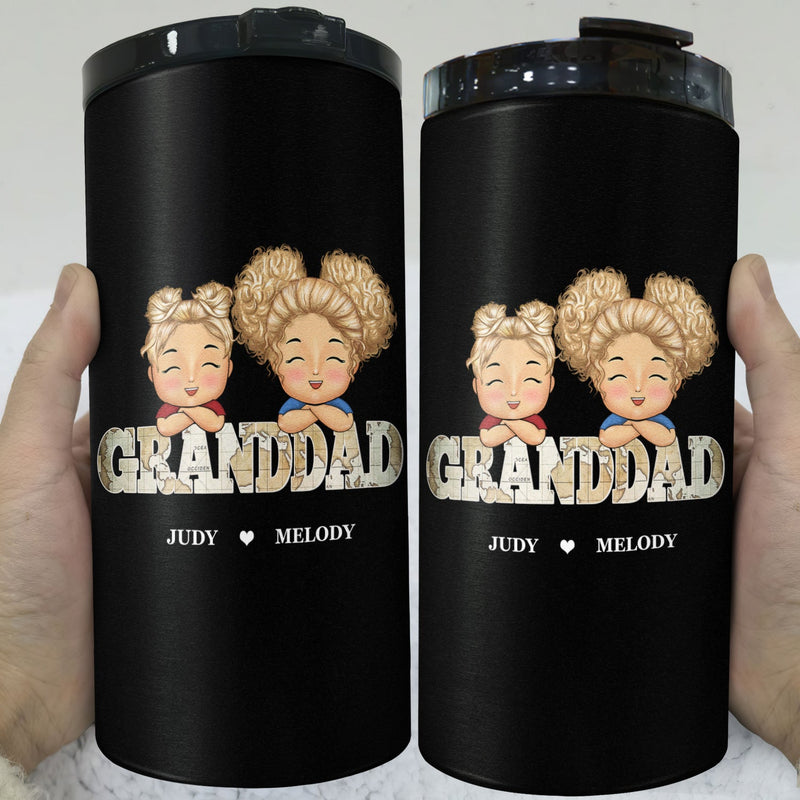 Vintage Map Papa Title - Birthday, Loving Gift For Dad, Father, Papa, Grandpa, Grandfather - Personalized Custom 4 In 1 Can Cooler Tumbler