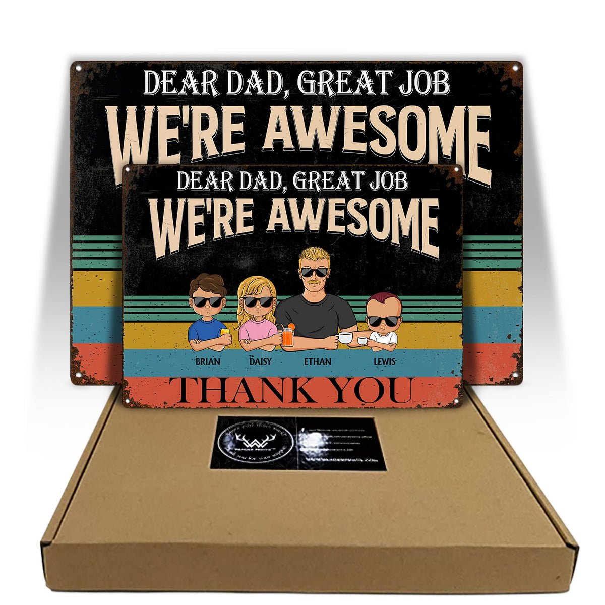 Dear Dad Great Job We're Awesome Thank You Young - Birthday, Loving Gift For Dad, Father, Grandpa, Grandfather - Personalized Custom Classic Metal Signs