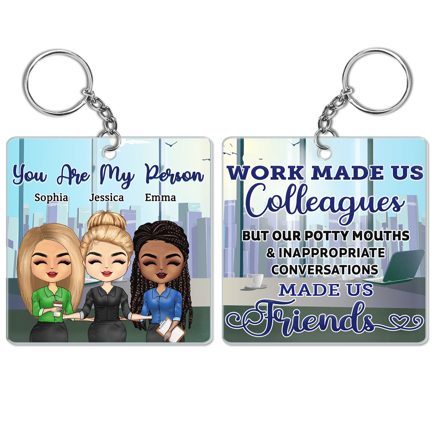 Work Made Us Colleagues Office Worker - Birthday Gifts For Co-workers, Friends, Soul Sisters, Besties, BFF - Personalized Custom Acrylic Keychain