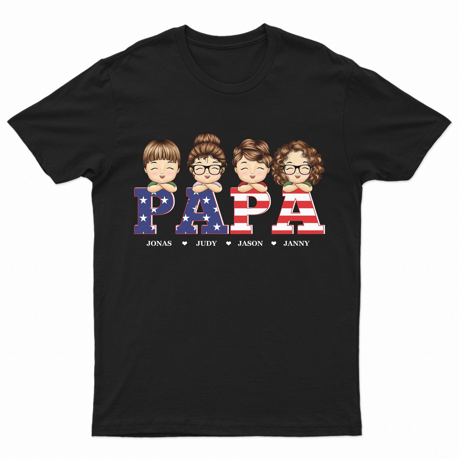 Stars And Stripes Papa Title - Birthday, Loving Gift For Dad, Father, Papa, Grandpa, Grandfather - Personalized Custom T Shirt