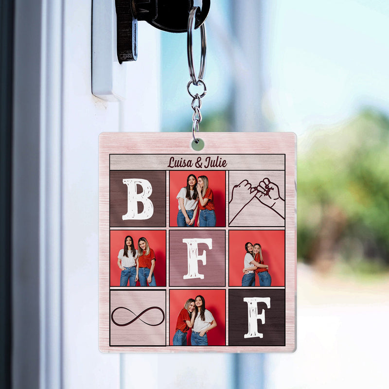 Custom Photo A Little Pocket Hug For My Bestie - Anniversary, Loving, Birthday Gift For Best Friends, BFF, Sister - Personalized Custom Acrylic Keychain