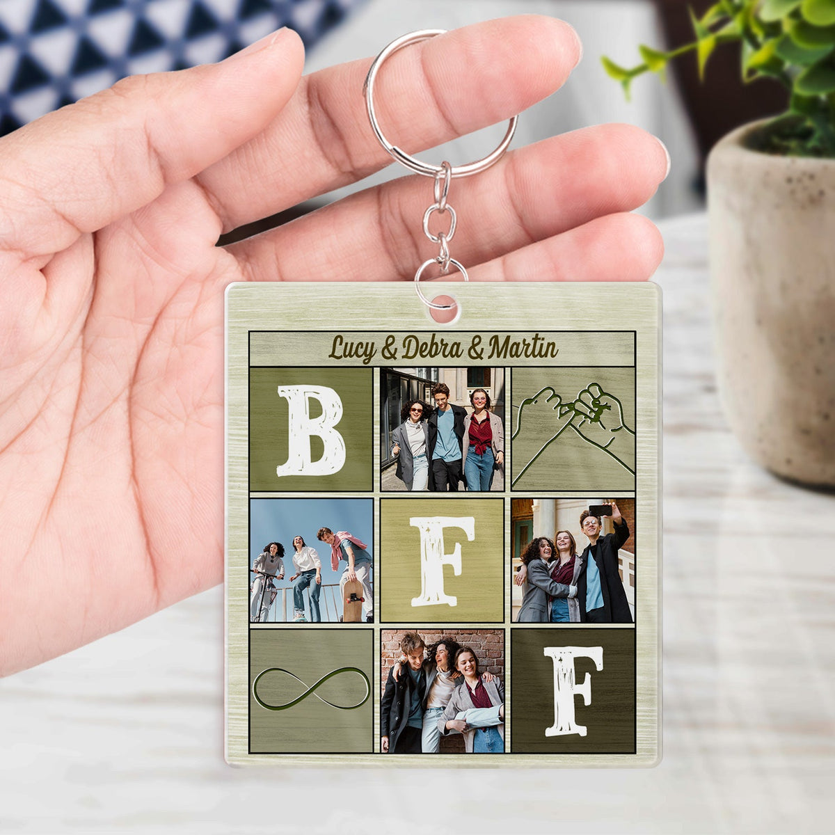 Custom Photo A Little Pocket Hug For My Bestie - Anniversary, Loving, Birthday Gift For Best Friends, BFF, Sister - Personalized Custom Acrylic Keychain