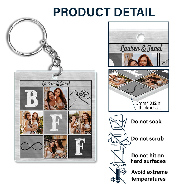 Custom Photo A Little Pocket Hug For My Bestie - Anniversary, Loving, Birthday Gift For Best Friends, BFF, Sister - Personalized Custom Acrylic Keychain
