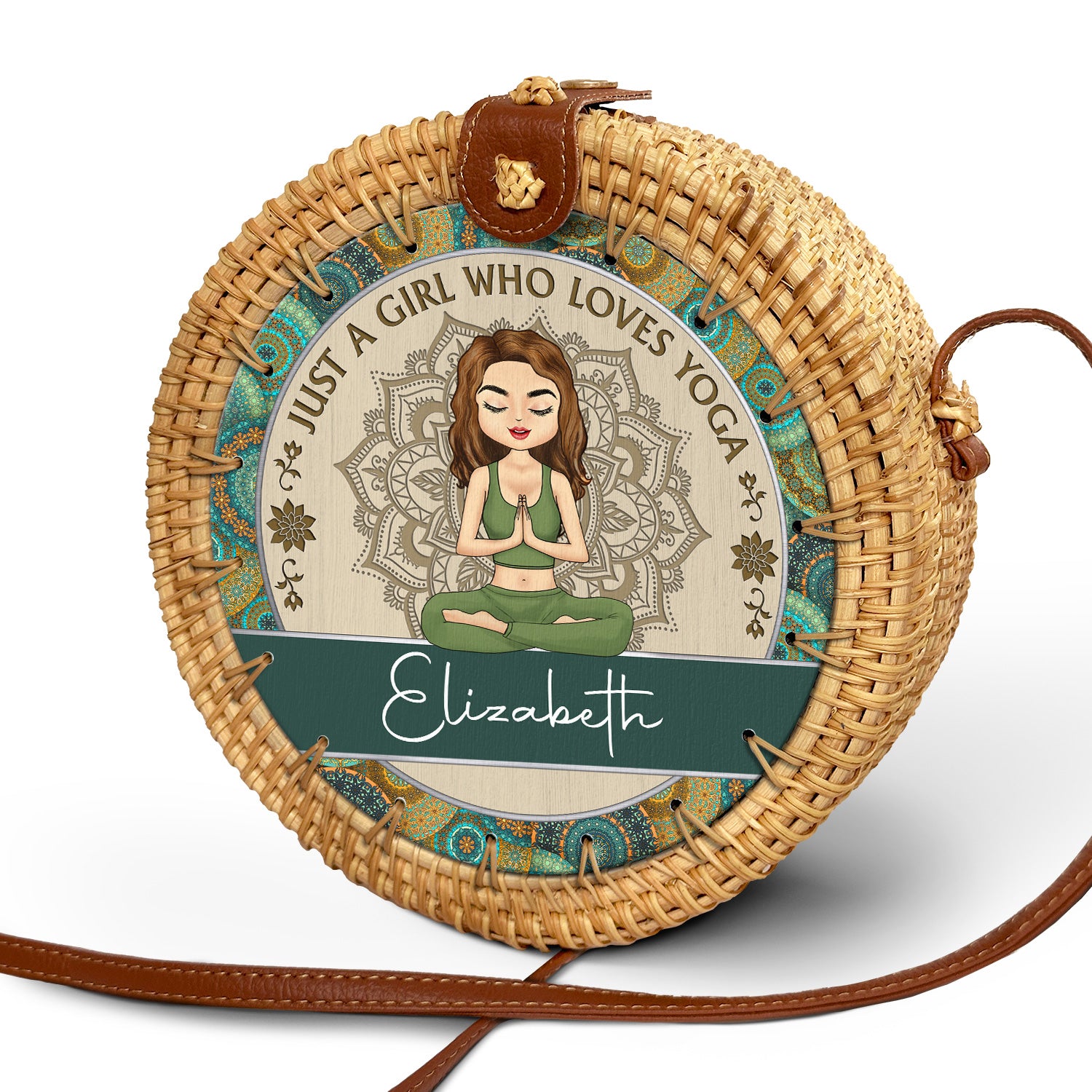 Just A Girl Who Loves Yoga - Birthday, Loving Gift For Yourself, Women, Yoga Lovers - Personalized Custom Round Rattan Bag