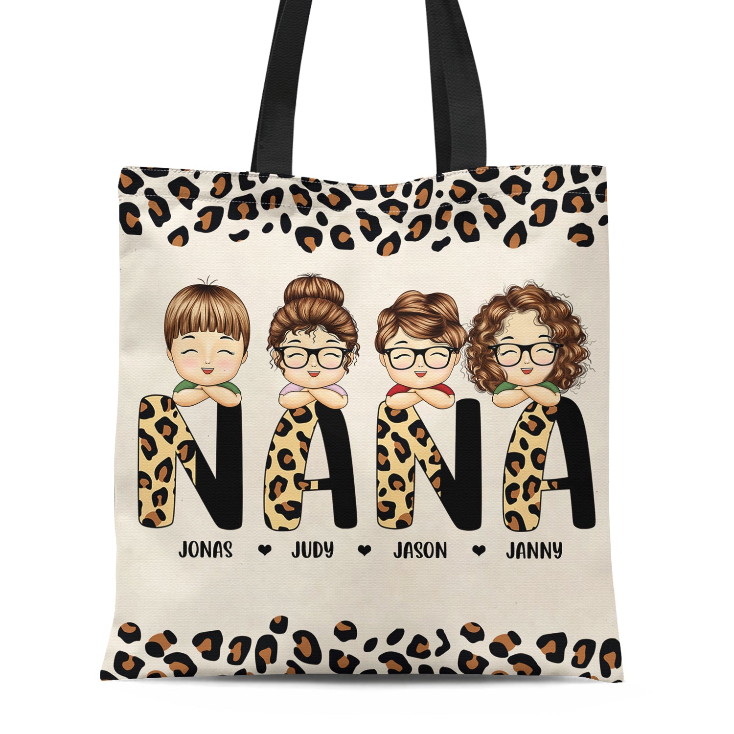 Leopard Nana Title - Birthday, Loving Gift For Mom, Mother, Mama, Grandma, Grandmother - Personalized Zippered Canvas Bag