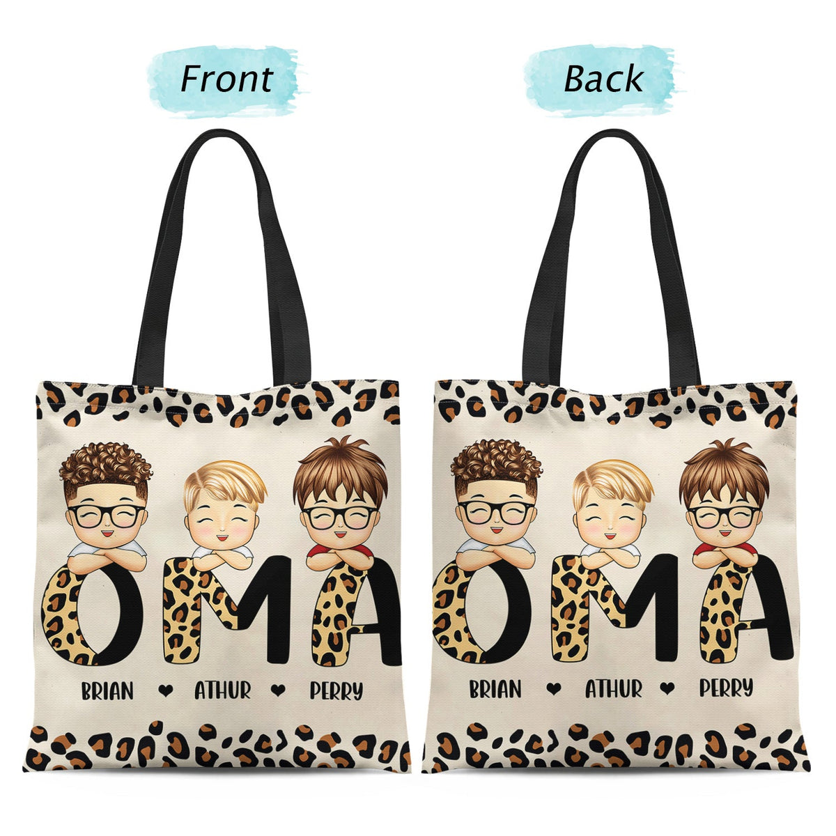 Leopard Nana Title - Birthday, Loving Gift For Mom, Mother, Mama, Grandma, Grandmother - Personalized Zippered Canvas Bag