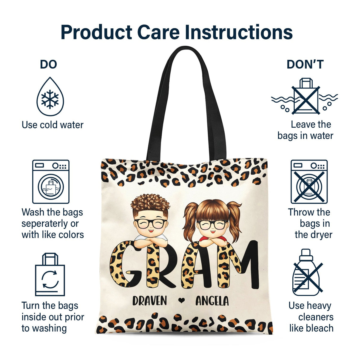 Leopard Nana Title - Birthday, Loving Gift For Mom, Mother, Mama, Grandma, Grandmother - Personalized Zippered Canvas Bag