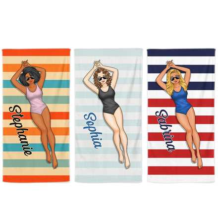 Beach Trips, Pool Party - Birthday, Vacation, Traveling Gift For Woman, Man - Personalized Beach Towel