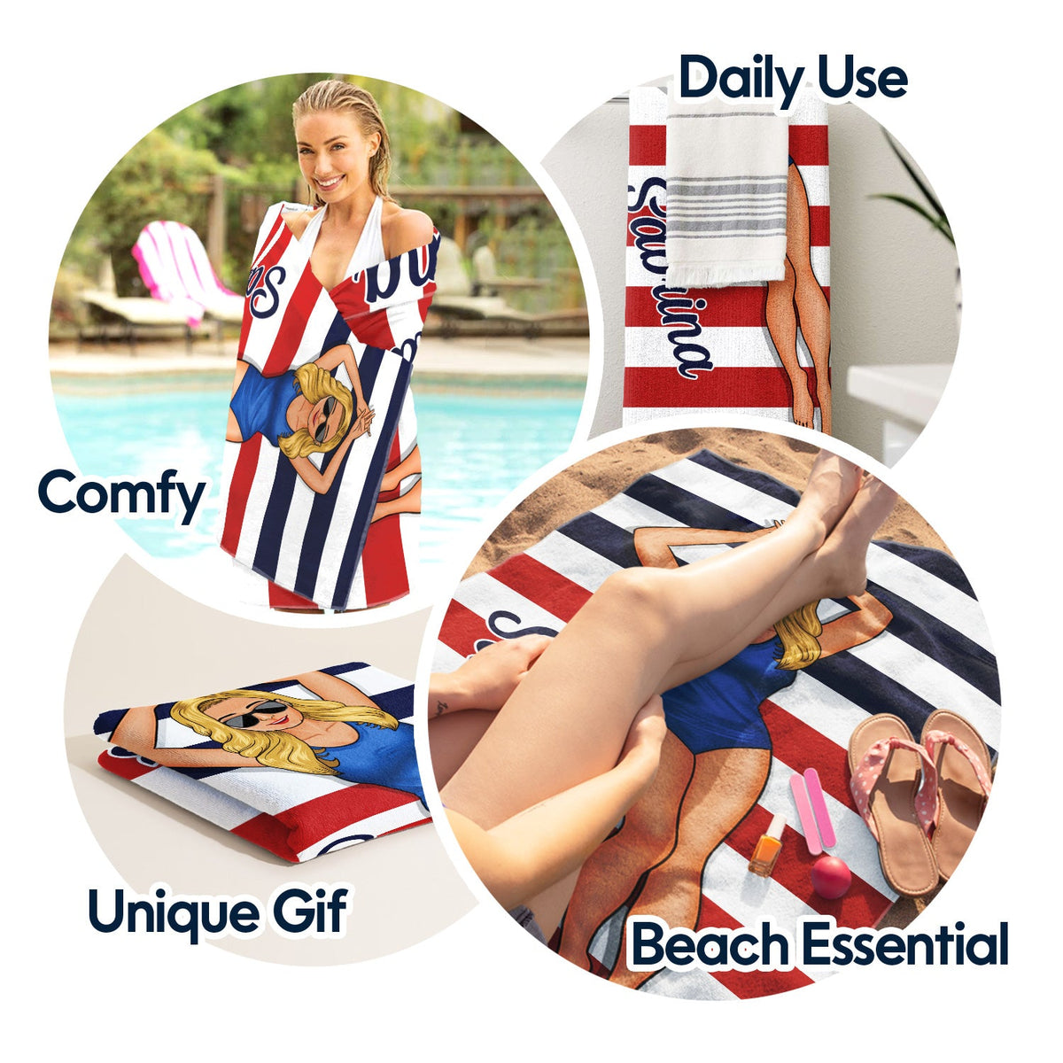 Beach Trips, Pool Party - Birthday, Vacation, Traveling Gift For Woman, Man - Personalized Beach Towel