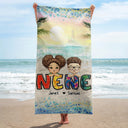Beach Nana Title - Birthday, Loving Gift For Mom, Mother, Mama, Grandma, Grandmother - Personalized Beach Towel
