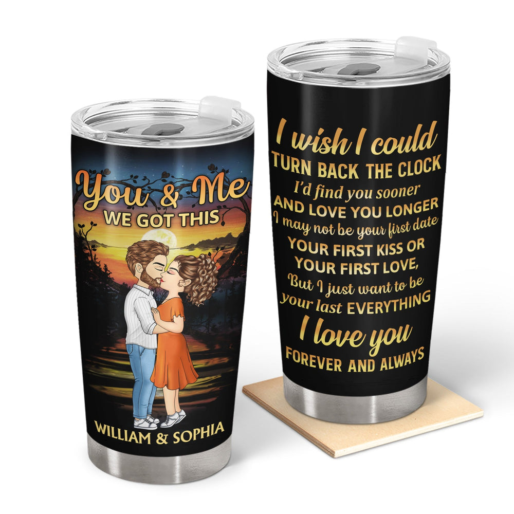 Chibi Kissing Couple Sideview I Wish I Couple Turn Back The Clock - Birthday, Loving, Anniversary Gift For Spouse, Hubby, Wifey, Boyfriend, Girlfriend - Personalized Tumbler