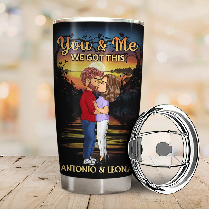 Couple Chibi s'embrassant vue latérale J'aimerais que je remonte le temps - Cadeau d'anniversaire, d'amour, d'anniversaire pour conjoint, mari, épouse, petit ami, petite amie - Gobelet personnalisé