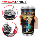 Couple Chibi s'embrassant vue latérale J'aimerais que je remonte le temps - Cadeau d'anniversaire, d'amour, d'anniversaire pour conjoint, mari, épouse, petit ami, petite amie - Gobelet personnalisé