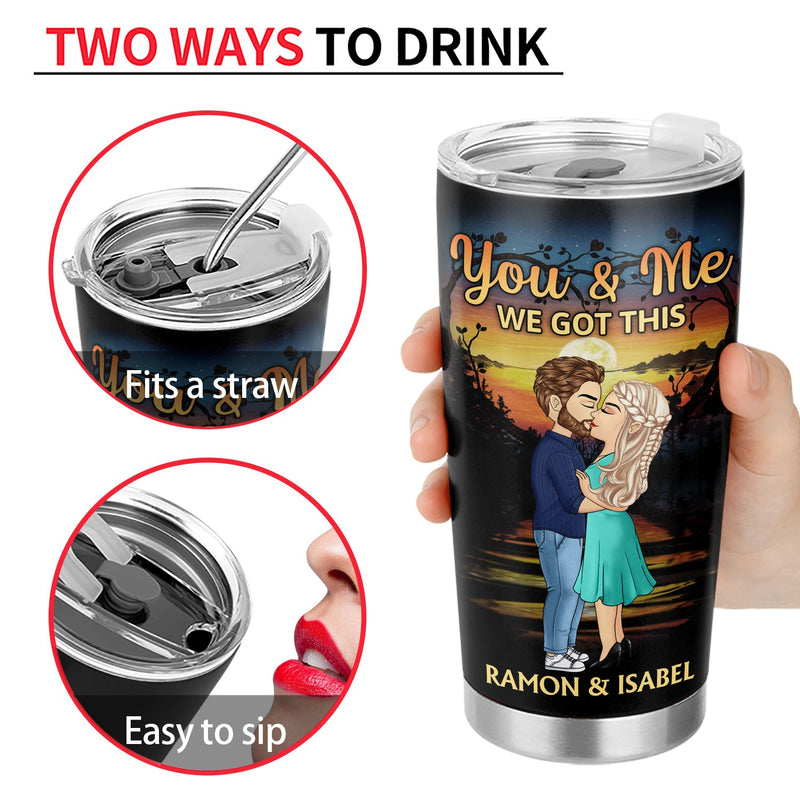 Couple Chibi s'embrassant vue latérale J'aimerais que je remonte le temps - Cadeau d'anniversaire, d'amour, d'anniversaire pour conjoint, mari, épouse, petit ami, petite amie - Gobelet personnalisé