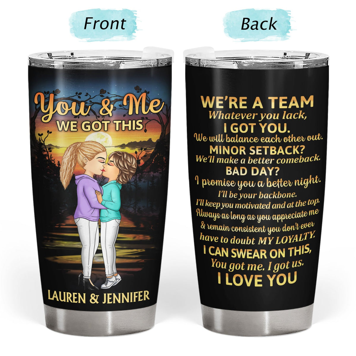 Couple Chibi s'embrassant vue latérale J'aimerais que je remonte le temps - Cadeau d'anniversaire, d'amour, d'anniversaire pour conjoint, mari, épouse, petit ami, petite amie - Gobelet personnalisé