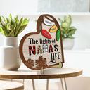The Lights Of Nana's Life - Christmas Gift For Grandma, Mom - Personalized 2-Layered Wooden Plaque With Stand