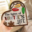 The Lights Of Nana's Life - Christmas Gift For Grandma, Mom - Personalized 2-Layered Wooden Plaque With Stand