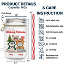 Meowy Catmas Funny Cartoon Cats - Christmas Gift For Cat Lovers - Personalized Mason Jar Cup With Straw