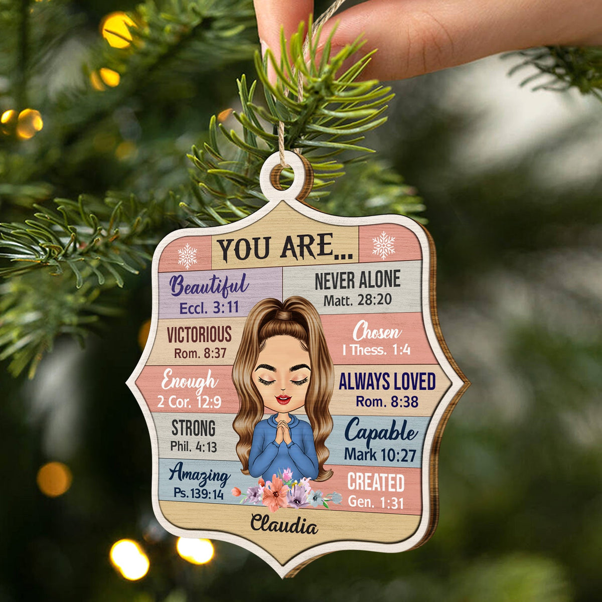 You Are Beautiful, Never Alone, Victorious, Chosen - Christmas Gift For Woman - Personalized Custom Shaped Wooden Ornament