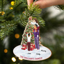 Décoration de Noël familiale pour la maison - Cadeau pour parents, couples, amoureux des animaux - Ornement en bois découpé personnalisé