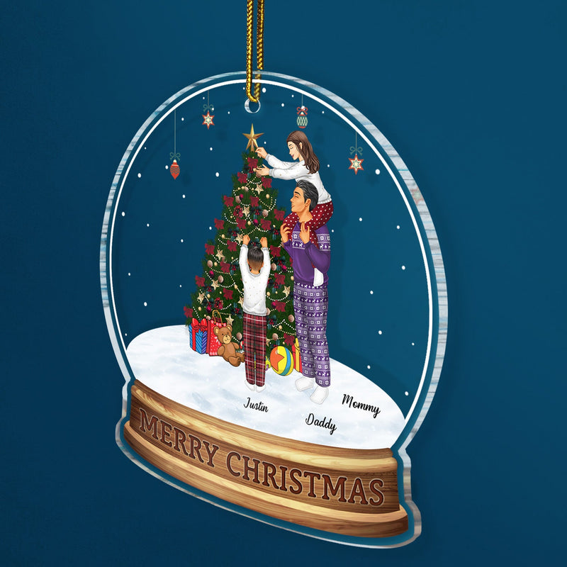 Merry Christmas Family Decor Home - Gift For Parents, Couples, Pet Lovers - Personalized Custom Shaped Acrylic Ornament