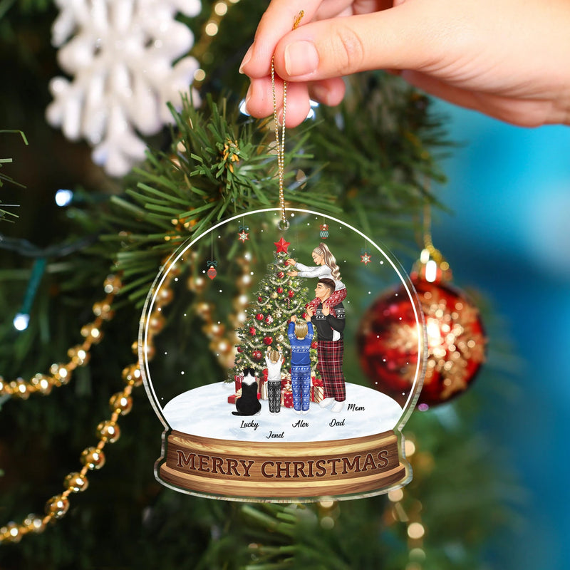 Merry Christmas Family Decor Home - Gift For Parents, Couples, Pet Lovers - Personalized Custom Shaped Acrylic Ornament