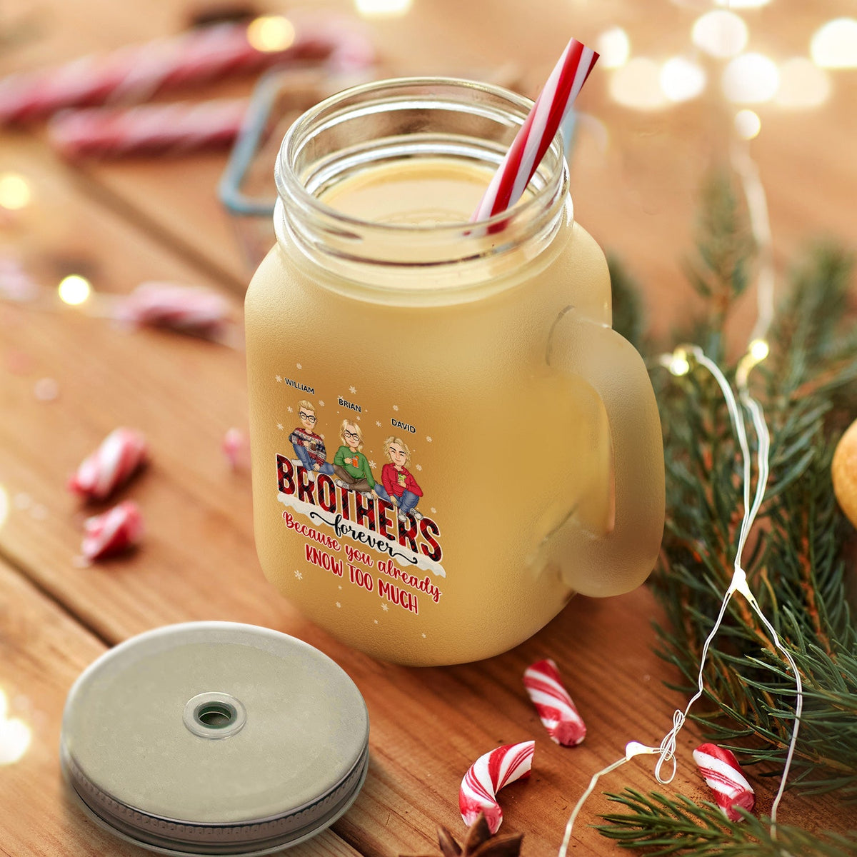 Parce que vous en savez déjà trop - Cadeau de Noël pour meilleur ami, collègue, frère ou sœur - Tasse Mason Jar personnalisée avec paille