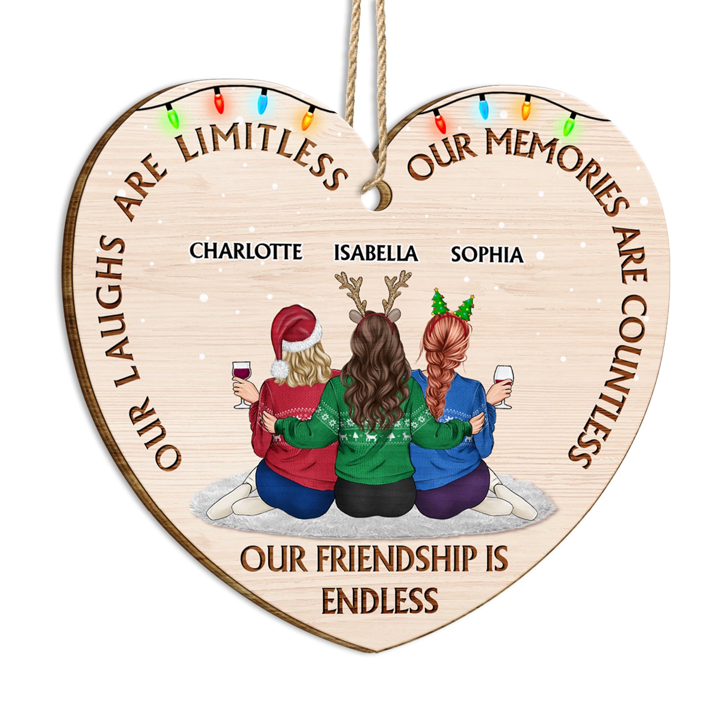 Our Memories Are Countless, Our Friendship Is Endless - Christmas Gifts For Best Friends, Besties - Personalized Custom Shaped Wooden Ornament