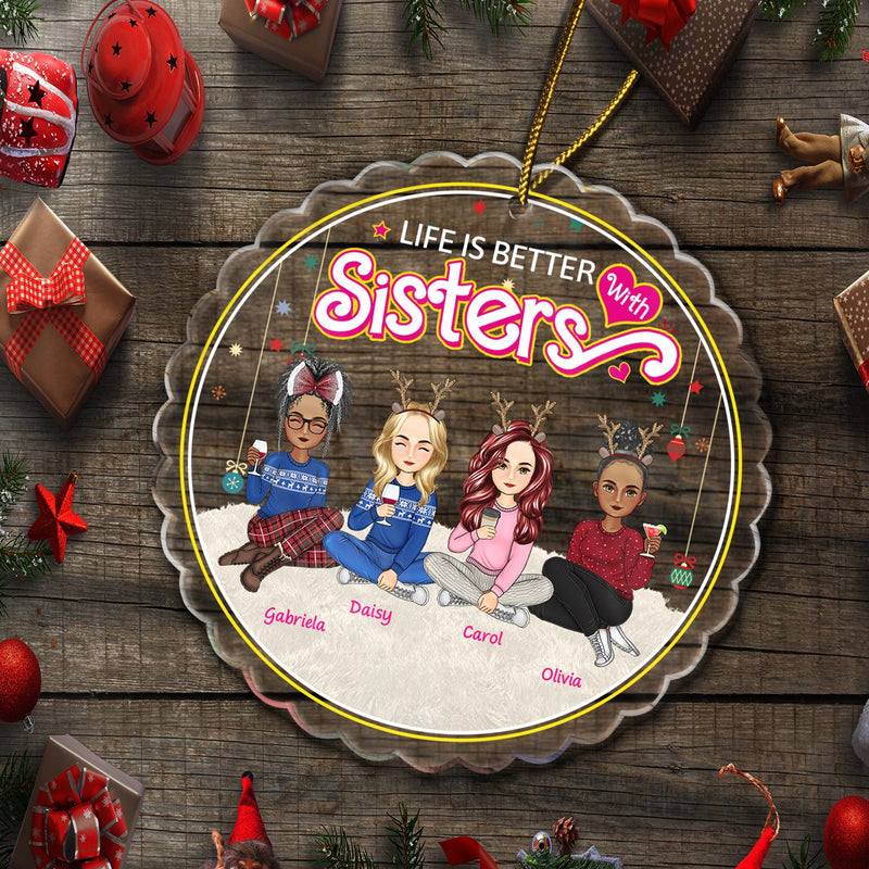 Besties Forever Thank You For Being My Unpaid Therapist - Christmas Gift For Bestie, Colleague, Sibling - Personalized Custom Shaped Acrylic Ornament